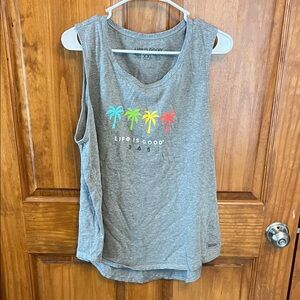 Life is Good Gray Tank Top with Colorful Palm Trees